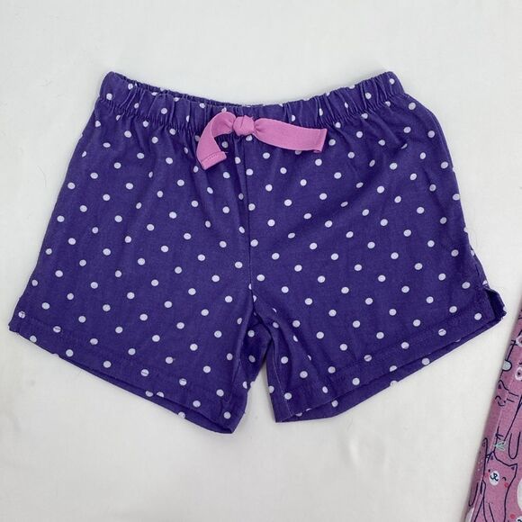 Carter's 5T Cat Pajamas Set 3 Piece Short Sleeve Shirt Shorts Pants Purple - Picture 4 of 5
